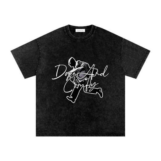 Dope and Comfy Wanted Criminal Snow Washed Oversized T-Shirt